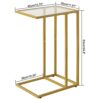 YMYNY C Shaped End Table, Tempered Glass Snack Side Table for Small Space with Metal Frame, Narrow Couch Table, for Living Room, Bedroom, Modern