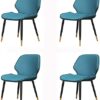 dining chair Office Reception Chairs Business Dining Chairs Set Modern Dining Chairs Set of 4 Water Proof PU Leather Side Chair with Black Metal