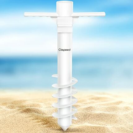 CLISPEED Beach Umbrella Sand Anchor, Heavy Duty Outdoor Umbrella Stand Holder with 5-Tier Screws One Size Fits All Sand Umbrella Anchor for Stron