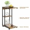 rattantree C Shaped Side Table,End Table with Wheels for Sofa and Bed,C Bedside Table with Storage,for Small Space, Living Room, Bedroom