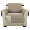 H.Versailtex Sofa Protector for Pets, Water Resistant Sofa Slipcover 1 Seater for Kids, Machine Washable Quilted Couch Covers with Adjustable Ela
