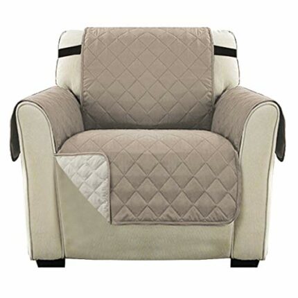 H.Versailtex Sofa Protector for Pets, Water Resistant Sofa Slipcover 1 Seater for Kids, Machine Washable Quilted Couch Covers with Adjustable Ela