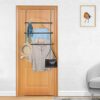 3 Tier Over Door Towel Rail, Adjustable Hanging Towel Rack with 2 Hooks, Bathroom Towel Holder Rails for Towelsor Clothing, Black