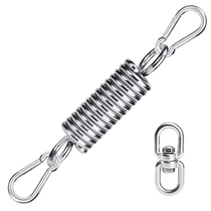HOMPER Spring Hanging Kit, 304 Stainless Steel Hammock Spring Suspension Hook with Swivel Carabiners for Hammock Swing Chair Boxing Punching Bag