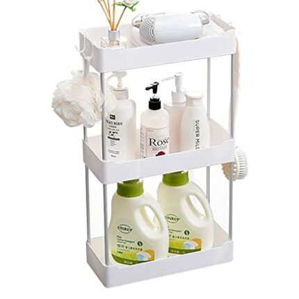 Bathroom Countertop Storage, White Detachable Cosmetic Organisation Shelf, Bathroom Rack Standing Caddy for Home Bathroom Dresser Kitchen Spice L