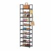 WOKKOW 10 Tiers Tall Shoe Rack for Closet Entryway 20-25 Pairs Shoe Closet Organizers and Storage Free Standing Shoe Shelf Shoe Storage with Hook