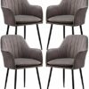 dining chair Kitchen Dining Room Furniture Chairs 4x Dining Chairs Kitchen Chair Velvet Corner Chairs with Ergonomic Armrests Backrest and Metal
