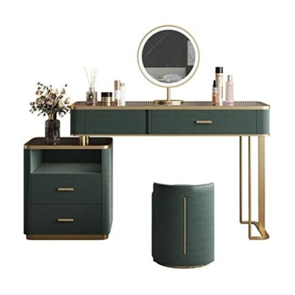 n/a Bedroom Dresser Tempered Glass LED Light Storage Integrated Style Dresser (Color : D, Size : Light Grey)