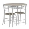 DINGZZ Dining Table Set Oak PVC (80x53x76cm) Baking Lacquer Couples Bending Back Breakfast Table (Table and Two Chairs) White