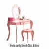 BPIL New Stunning Pink and White Amelia Vanity Set with Stool & Mirror Perfect For Kids Room (pink)