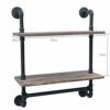 FODUE Industrial Pipe Shelf,Rustic Wall Shelf with Towel Bar,24" Towel Racks for Bathroom,2-Layer Pipe Shelves Wood Shelf Shelving (2-Layer)