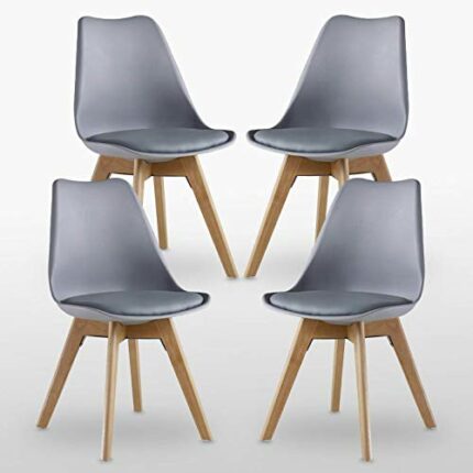 Life Interiors Lorenzo Retro Dining Chair 4-Piece Set, Grey