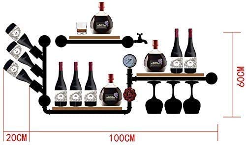 MiroDo Wall Mounted Metal Wine Rack with Wine Glass Holder & Wine Cork Storage Cage Wall-Mounted Vintage Wood Wine & Stemware Display Rack Wine B