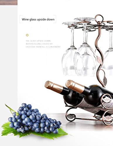 TFIIEXFL European Double Bottle 6Cups Wind Rack Leaf G-Shaped Cup Holder Goblet Wine Storage Basket Bar Family Wine Tools