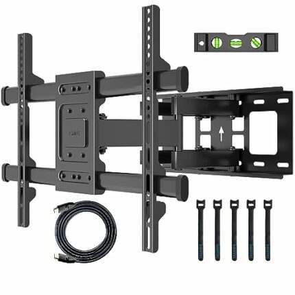 BONTEC TV Wall Bracket for 32-84 inch LED LCD Flat & Curved Screen, Swivel Tilt TV Wall Mount Full Motion, Heavy Duty Strong Solid Dual Arms up t