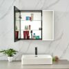 Plumbsys LED Bathroom Mirror Cabinet Black 2 Door With Anti-Fog Demister Pad, Time and temperature display Illuminated Light, HD mirror, 750 x 65