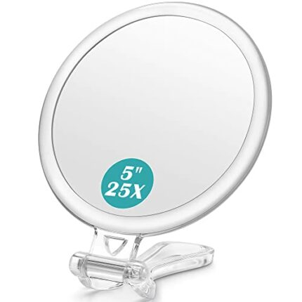 B Beauty Planet Hand Mirror, 25X/1X Double-Sided Hand Held Magnified Mirror & 10X Magnifying Mirror Suction Cup,Perfect for Precise Makeup Applic