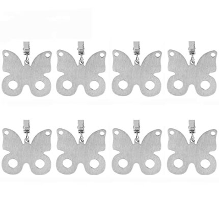 Alnicov Set of 8 Stainless Steel Tablecloth Weights with Clips for Family Dinner Table and Outdoor Picnic Decoration(Butterfly)