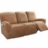ADAFA Stretch Recliner Chair Covers Sofa Slipcover 2/3 Seater Velvet Washable Non-slip Furniture Couch Cover Protector,Grey,3 Seater