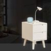 SDFGH Simple Bedside Table, All Solid Wood Double Drawer Design, Mini White Bedside Table