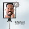 ConairMan LED Shower Mirror, Fog Free Mirror - Great for Shower Shaving, 2X Magnification, Glossy Black Finish