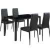 DINGZZ Dining Table Set 5 Piece Tempered Glass Table and 4pcs Faux Leather Dinning Chairs