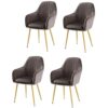 dining chair Set Of 4 Soft Seat And Back Velvet Living Room Chairs Sturdy Metal Legs Kitchen Chairs Reception Chair (Color : Dark green)