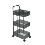 SDFGH Scandinavian Iron Shelves Bedroom Kitchen Metal Removable Bathroom Storage Rack With Wheels Trolley