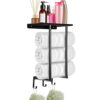 Towel Racks for Bathroom Wall Mounted Laelr Metal Bath Towel Rack for Rolled Towels Bath Rolled Towel Holders with 3 Hooks Bathroom Towel Storage
