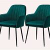 Modern Kitchen Dining Room Chairs Set Of 2 Velvet Dining Chairs,Sturdy Metal Feet with Armrests and Backrest Kitchen Living Room Chairs (Color :