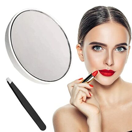 WANAONE 20X /30X Magnifying Mirror, 4.5in Handheld Pocket Mirror with Tweezer & Suction Cup, Magnifying Mirror Pocket Portable Travel Close Up Mi