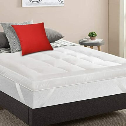 MightySoft Mattress Topper Kingsize Bed 4 Inch Thick, Quilted & Extra Deep King Size Mattress Topper, Super Fluffy & Breathable Mattress Topper K