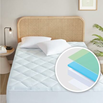Degrees of Comfort Memory Foam Mattress Topper Double Bed, Mattress Pad Topper with Soft Bamboo Cover with Extra Deep Pock, Breathable Skin-Frien