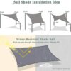 Teynewer Sun Shade Sail Square 3x3m Waterproof Shade Sail for Outdoor Garden Patio Party 98% UV Block Sunscreen Awning Canopy Sunsail with Free R