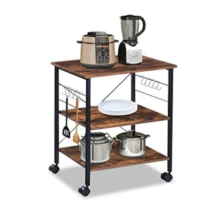DINGZZ 3 Tier Kitchen Storage Cart Microwave Oven Rack For Household Kitchen Wheel Movable Storage Holders Cart