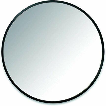 Umbra Hub 24” Round Wall Mirror With Rubber Frame, Modern Room Decor for Entryways, Washrooms, Living Rooms and More, Black