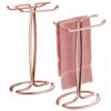 mDesign Standing Towel Rack – 2-Sided Small Towel Stand for Handtowels and Facecloths – Bathroom Towel Rack for Storing and Drying Towels – Light