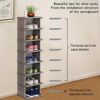 8 Tiers Shoe Rack - Vertical Narrow Shoe Shelf Storage Organizer Sturdy Space Saving - Tall Narrow Shoe Rack for Entryway Closet Hallway