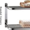 XHALERY Towel Shelf Towel Rack Bath 304 Stainless Steel Double Towel Shelves Holder 57CM Towel Row Wall Mounted Towel Rail Bar Hotel Rail Shelf S