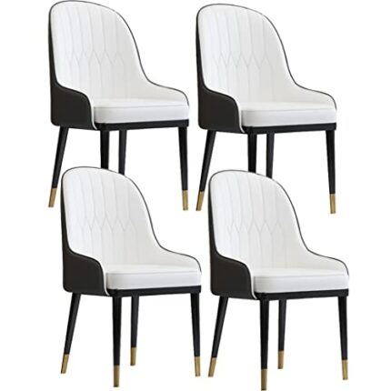 Kitchen Dining Room Furniture Chairs Kitchen Leather Dining Chairs Set Of 4 Water Proof PU Leather Side Chair with Metal Legs for Dining And Livi