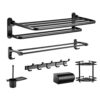 VERDDE Punch-Free Bath Towel Rack Black Bathroom Bathroom Hardware Set Space Aluminum Bathroom Towel Rack