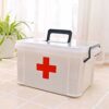BSTCAR Medicine Storage Box, Plastic Portable Lockable Medicine Box Medicine Container Box Multi-layer First-aid Box White