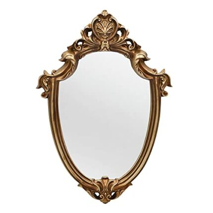 OIGUMR Shield Wall Mirror Decorative Mirror Vintage Gold Mirror 16.5 x 11.3 inch