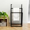 HOMERECOMMEND Metal Towel Bathroom Rack 3 Bars Freestanding Drying Shelf 3 Tier Storage Organizer Washcloths Holder (Black) (df569)