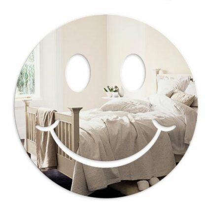 Mungai Mirrors 30cm Smiley Face Acrylic Mirror, Silver, 46