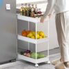 SPACEKEEPER Storage Trolley 3-Tier Rolling Utility Cart Slide Out Shelving Organization Shelf for Laundry Bathroom Kitchen with Small Containers