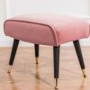FGHOEV Upholstered Vanity Footstool Side Table Seat Dressing Chair with Golden Metal Leg Fabric stool (Color : Argento)