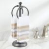 mDesign Small Hand Towel Holder — Freestanding Towel Rail for Bathroom and Dressing Table — Metal Bathroom Towel Rack — Set of 2 — Grey