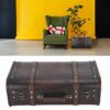 QIRG Wooden Suitcase, Vintage Antique Travel Double‑layer Treasure Chest Qld‑style Nostalgic Retro Large Decorative Box Storage Chest with Buckle