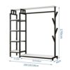 Clothes Rack, Heavy Duty 5 Tier Coat Rack with Hanging Rail, Open Wardrobe, 4 Hooks, Industrial Design, Metal Frame, White 140x40x170cm